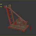 Wooden Catapult Mechanical Device With Gear System And Stable Base Stand