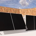 Modern Solar Panels Installed Against Brick Wall Under Clear Blue Sky 3d model