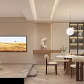 Modern Living Dining Room Interior Design With Sofa Coffee Table TV And Dining Table 3d model