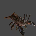 Fantasy 3D Game Movie Character With Crab Like Claws Spiked Back And Orange Black Patterns