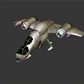 Futuristic Metallic Yellow Spacecraft Design With Twin Engines And Green Windows