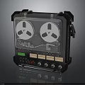 Vintage Electronic Tape Recorder with Transparent Case Dual Reels Knobs and Buttons