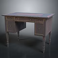 Vintage Wooden Desk With Drawers And Carved Legs Classic Design Sturdy Structure