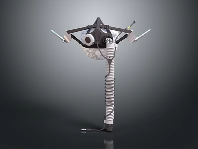 Protective Safety Apparel Featuring Black Mask And White Spiral Tube Structure 3d model