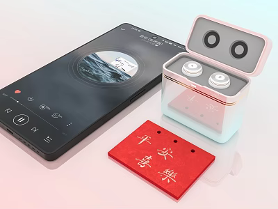 Smartphone And Wireless Earbuds With Open Charging Case Music Interface Modern Mobile Digital 3d model