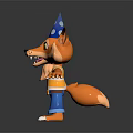 Cheerful Fox Game Movie Character With Striped Shirt Blue Pants And Blue Party Hat In 3D Design