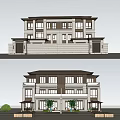 Modern Townhouse Exterior Design With Brown White Facade Large Windows And Balcony