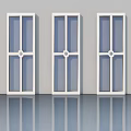 Three White Hinged Doors With Glass Panels Modern Design On Light Wall 3d model