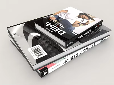 Stacked Books With Modern Cover Designs And Various Theme Visual Elements 3d model