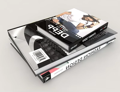 Stacked Books With Modern Cover Designs And Various Theme Visual Elements 3d model