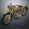 Vintage Cream Motorcycle With Red Leather Seat Classic Retro Headlight And Metallic Design