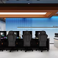 Modern Internet Cafe With Comfortable Seats Computers Bar Counter And Beverage Refrigerators 3d model