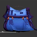 3D Modeled Blue and Purple Bag with Floral Pattern and Braided Tassel Accents