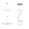 Modern Ring Shaped Pendant Lights Featuring Sleek Metallic Structure And LED Illumination 3d model