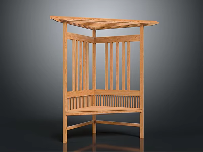 Wooden Gazebo With Slatted Design And Canopy Top For Outdoor Garden Use 3d model