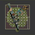 Vintage Green Motorcycle Decorative Display With Flower Pots Gramophone And Checkerboard Grass On Plaid Rug
