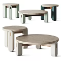 Modern Luxury Round Coffee Table Set With Multicolor Design And Elegant Style 3d model