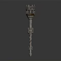 Antique Metal Sports Torch Featuring Crown Design And Rustic Base Mount