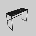 Sleek Modern Functional Desk Set with Marble Tops and Black Metal Frames Design 3d model