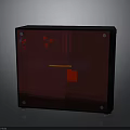 Black Frame Electronic Device With Red Transparent Panel Metal Screws Red Patterns And Orange Strip