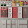 Essential Fire Safety Equipment Collection Featuring Extinguishers Hydrants Cabinets And Red White Signage