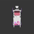 Kids Pink And White Toy Carriage With Purple Wheels And Floral Accents