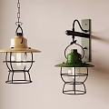 Beige And Green Wall Lamps With Metal Frame Glass Shade For Modern Interior Lighting