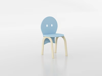 Blue Leisure Chair With Two Round Cutouts Simple Design And Light Colored Legs 3d model