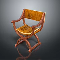Elegant Classic Vintage Wooden Chair With Armrest And Crossed Legs Design