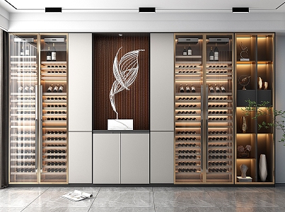 Modern Light Luxury Glass Wine Cabinet Side Cabinet 3d model