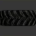 Car Tire With Black Tread And Orange Rim Detailed Close Up View