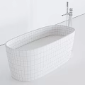 Modern White Bathtub Design with Chrome Faucet and Clear Water Details