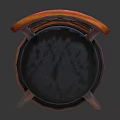 Classic Wooden Bar Stool With Ornate Carved Backrest And Padded Seat Design