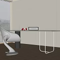 Modern Interior With White Metal Frame Table And Unique Design Chair Set