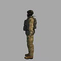 Game Movie Character Wearing Camouflage Uniform Helmet Goggles And Tactical Vest