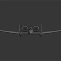 Military Aircraft Model With Twin Engines Gray Metallic Wings And Reflective Surface