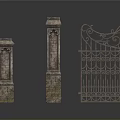 Architectural Elements Featuring Decorative Stone Pillars And Intricate Wrought Iron Gate