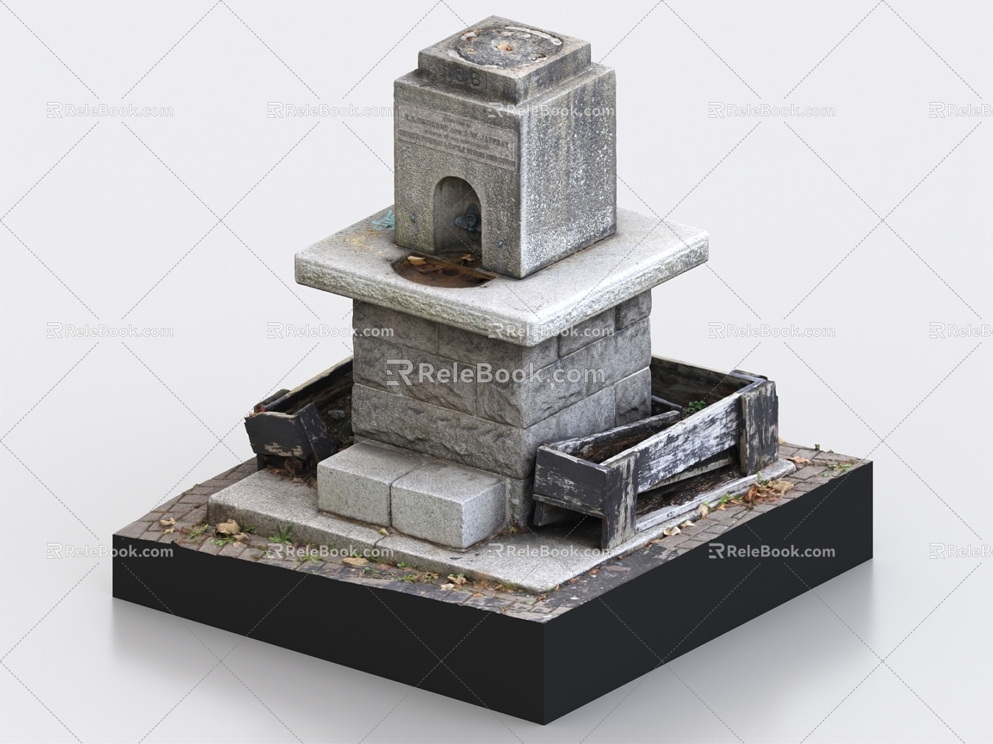 Fountain Waterscape Stone Sick 3d model