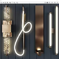 Modern Wall Lamps In Contemporary Styles With LED Lighting On Dark Background