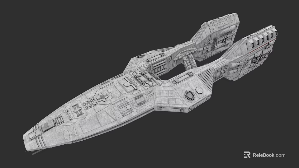 Futuristic Sci Fi Warship 3D Model With Detailed Metallic Structure And Components 3d model 