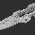Futuristic Sci Fi Warship 3D Model With Detailed Metallic Structure And Components
