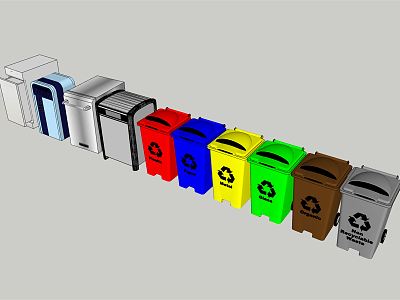 Modern trash can garbage sorting station garbage bin garbage room sorting bin model