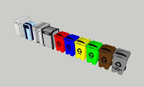 Modern trash can garbage sorting station garbage bin garbage room sorting bin 3d model