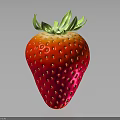 Fresh Red Strawberry with Green Leaves Juicy Texture White Seeds on Dark Background