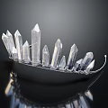 Elegant Decorative Ornament Set with Transparent Crystal Columns and Silver Base 3d model