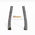 Curved Stone Wood Tree Trunks With Textured Surface On White Background 3d model