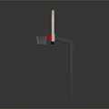 Basketball Hoop with Red Border White Backboard on Metal Pole and Net
