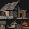 Traditional Ancient Building Design Featuring Thatched Roof Wooden Structure Stone Walls And Interior Details