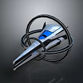 Futuristic Metallic Design With Sleek Silver Body Blue Accents And Circular Rings