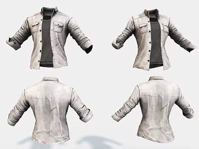 Men's Casual Shirt Featuring Pocket Rolled Cuffs Black Inner Layer And Multiple Views 3d model